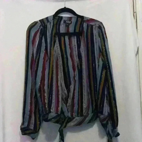 Womens L Officecore AN.A. wrap front striped metallic summer beachy Office Siren - Picture 1 of 9